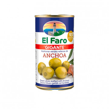 Aceitunas GIGANTES Rellenas de Anchoa El Faro 350 Gr