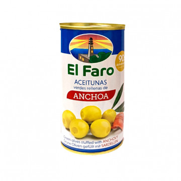 Aceitunas Rellenas de Anchoa El Faro 350 Gr